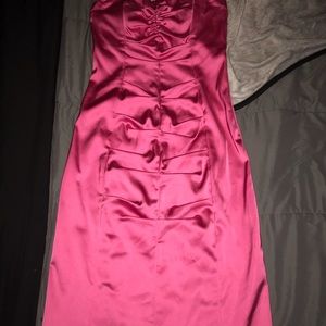 Cache pink satin rouched dress